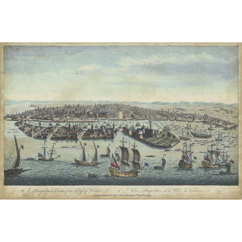 Birds Eye View of Venice Gold Ornate Wood Framed Art Print with Double Matting by Williamsburg