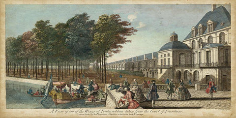 View of Fontainebleau II Black Ornate Wood Framed Art Print with Double Matting by Tinney, I.