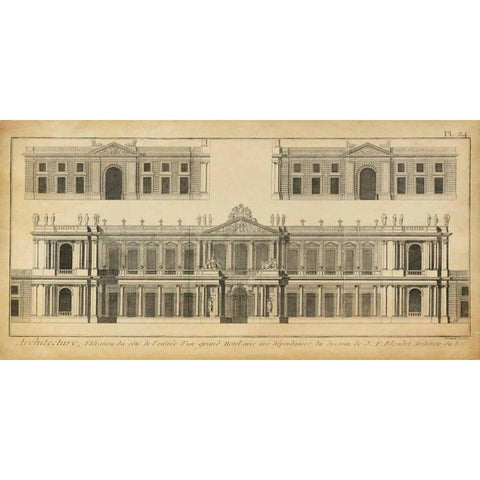 Elevation du Grand Hotel Black Modern Wood Framed Art Print with Double Matting by Diderot, Denis