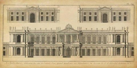 Elevation du Grand Hotel Black Ornate Wood Framed Art Print with Double Matting by Diderot, Denis