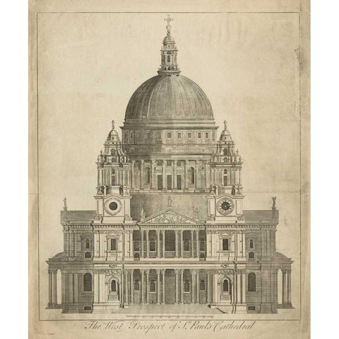 St. Pauls Cathedral Black Modern Wood Framed Art Print with Double Matting by Unknown