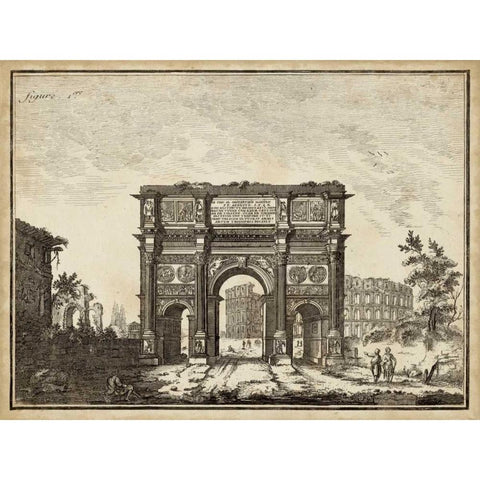 Roman Antiquities I Black Modern Wood Framed Art Print by Unknown