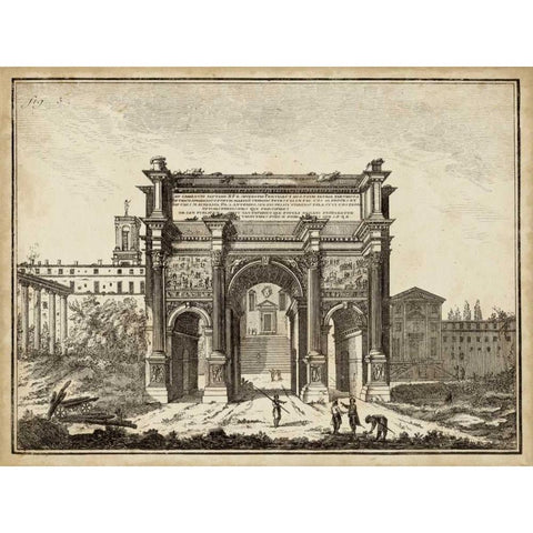 Roman Antiquities III Black Modern Wood Framed Art Print with Double Matting by Unknown