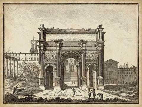 Roman Antiquities III White Modern Wood Framed Art Print with Double Matting by Unknown