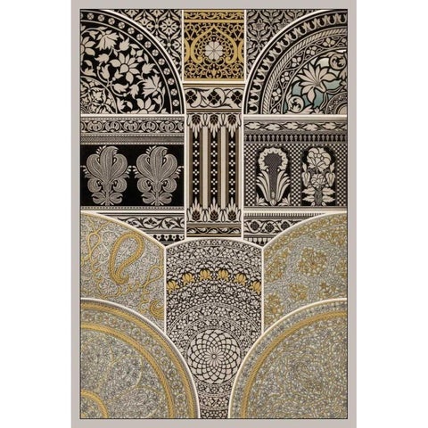 Ornament in Gold and Silver I White Modern Wood Framed Art Print by Vision Studio