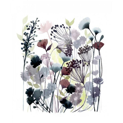 Swaying Florets II White Modern Wood Framed Art Print by Popp, Grace