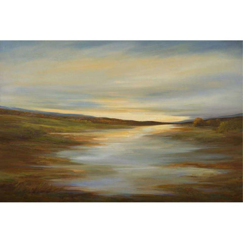 Meadow Sunset Black Modern Wood Framed Art Print by Finch, Sheila