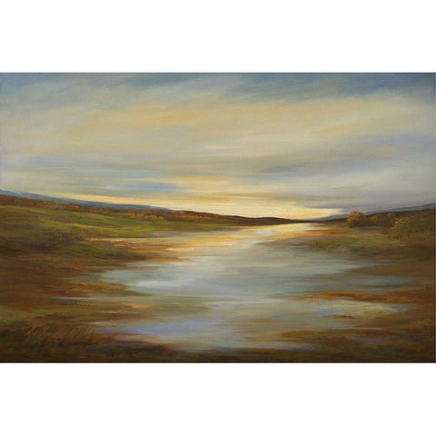 Meadow Sunset White Modern Wood Framed Art Print by Finch, Shiela
