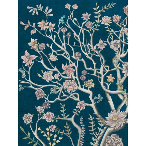 Indigo Night Chinoiserie I Gold Ornate Wood Framed Art Print with Double Matting by McCavitt, Naomi