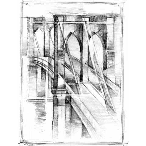 Art Deco Bridge Study II Black Modern Wood Framed Art Print with Double Matting by Harper, Ethan