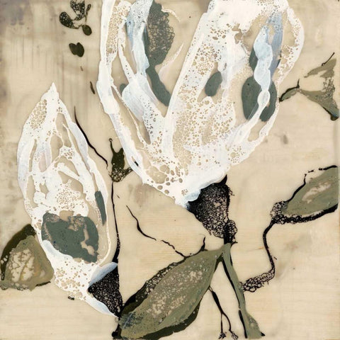 Flower Pods II White Modern Wood Framed Art Print by Goldberger, Jennifer