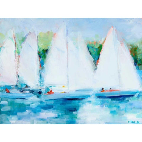 Youth Regatta Black Modern Wood Framed Art Print with Double Matting by Crain, Curt