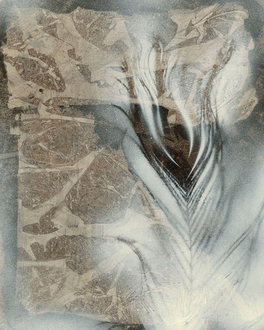 Feather and Stone I White Modern Wood Framed Art Print with Double Matting by Stramel, Renee W.