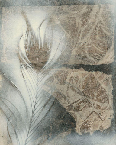 Feather and Stone II White Modern Wood Framed Art Print with Double Matting by Stramel, Renee W.