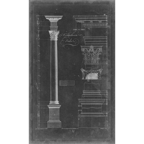 Corinthian Order Blueprint White Modern Wood Framed Art Print by Chippendale, Thomas