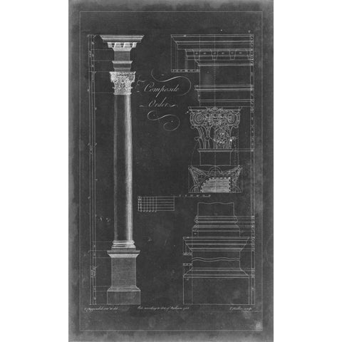 Composite Order Blueprint Black Modern Wood Framed Art Print by Chippendale, Thomas