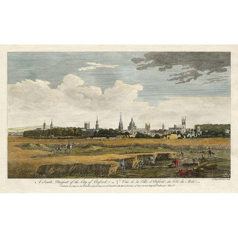 South Prospect of Oxford Gold Ornate Wood Framed Art Print with Double Matting by Boydell
