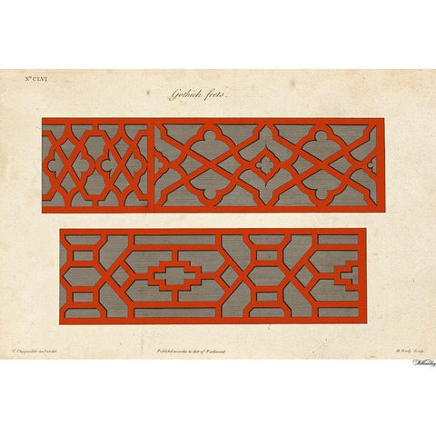 Graphic Fretwork II Black Modern Wood Framed Art Print with Double Matting by Vision Studio