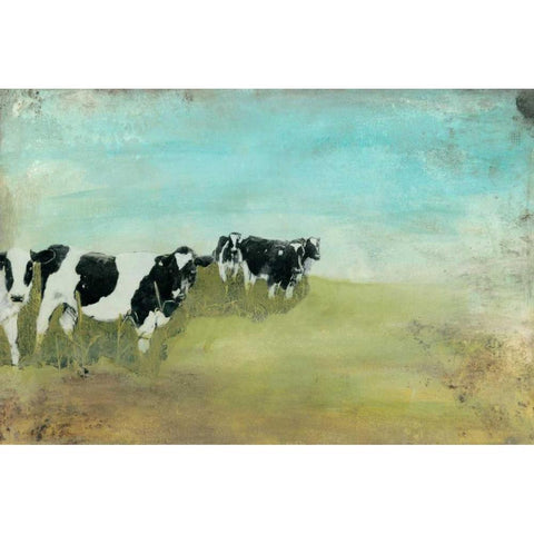 Country Drive Cows II Black Modern Wood Framed Art Print with Double Matting by McCavitt, Naomi