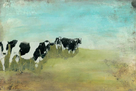 Country Drive Cows II Black Ornate Wood Framed Art Print with Double Matting by McCavitt, Naomi