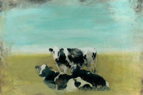 Country Drive Cows III Black Ornate Wood Framed Art Print with Double Matting by McCavitt, Naomi
