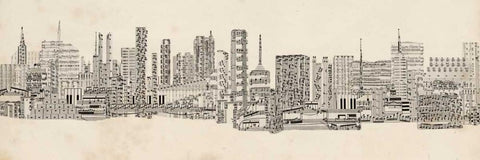 Neutral City Sounds Black Ornate Wood Framed Art Print with Double Matting by Chandler, Sharon