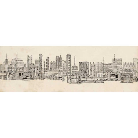 Neutral City Sounds Black Modern Wood Framed Art Print by Chandler, Sharon