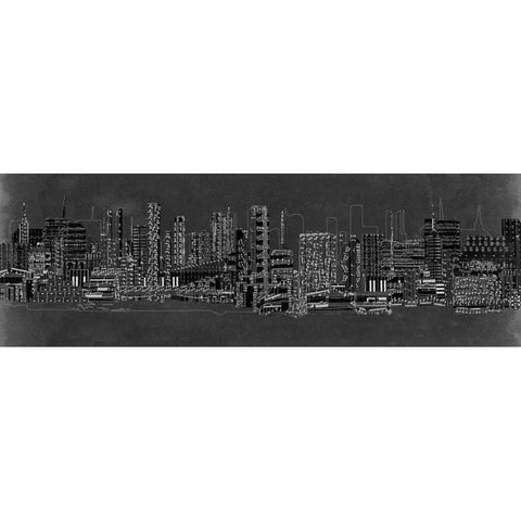 City Sounds at Night Black Modern Wood Framed Art Print with Double Matting by Chandler, Sharon
