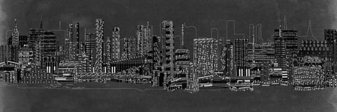 City Sounds at Night Black Ornate Wood Framed Art Print with Double Matting by Chandler, Sharon