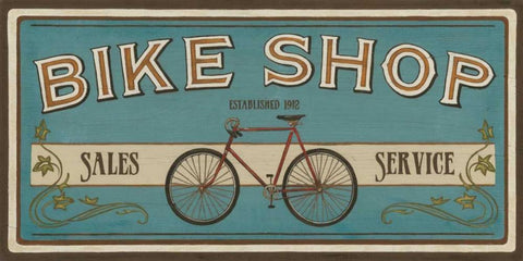 Bike Shop I White Modern Wood Framed Art Print with Double Matting by Vess, June Erica