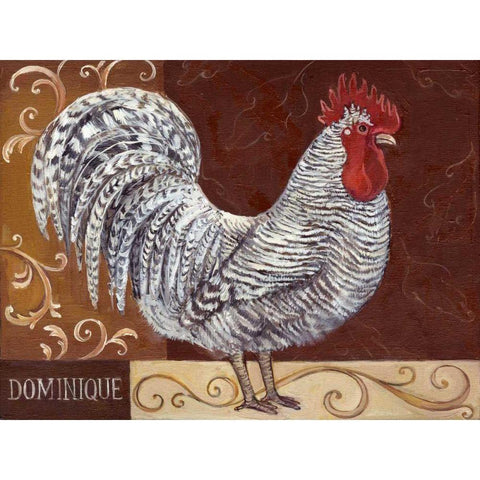 Rustic Roosters I Gold Ornate Wood Framed Art Print with Double Matting by Kasun, Theresa