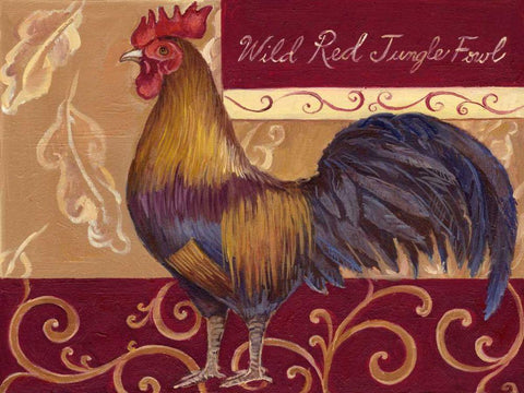 Rustic Roosters II White Modern Wood Framed Art Print with Double Matting by Kasun, Theresa