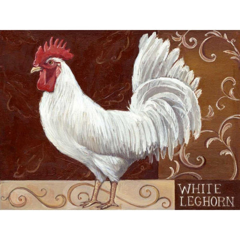 Rustic Roosters IV White Modern Wood Framed Art Print by Kasun, Theresa