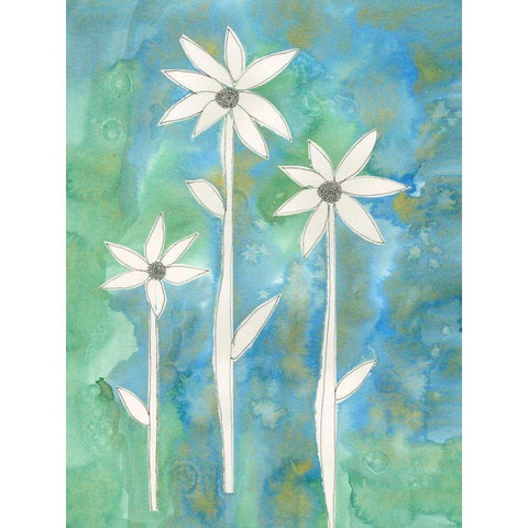 Dainty Daisies I Black Modern Wood Framed Art Print with Double Matting by Ludwig, Alicia