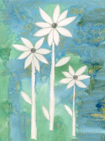 Dainty Daisies II White Modern Wood Framed Art Print with Double Matting by Ludwig, Alicia