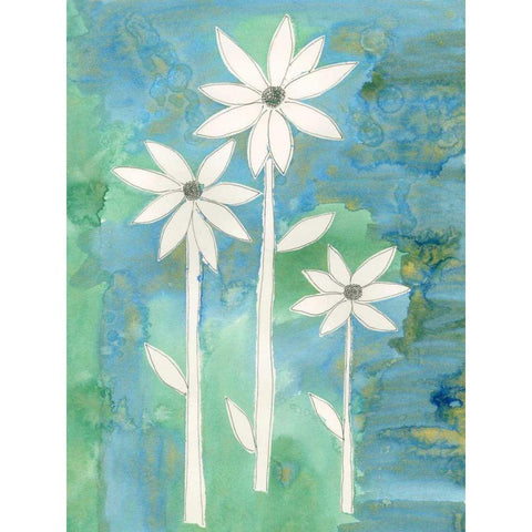 Dainty Daisies II Black Modern Wood Framed Art Print with Double Matting by Ludwig, Alicia