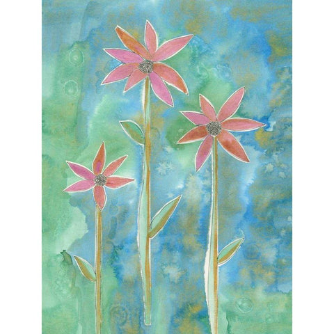 Dainty Daisies III Black Modern Wood Framed Art Print with Double Matting by Ludwig, Alicia