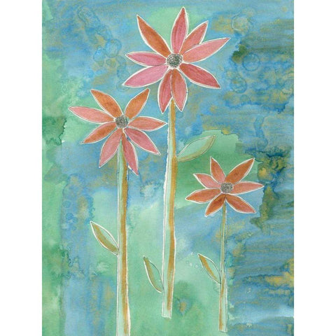 Dainty Daisies IV Black Modern Wood Framed Art Print with Double Matting by Ludwig, Alicia