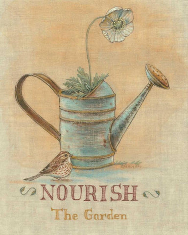 Garden Series in Linen I White Modern Wood Framed Art Print with Double Matting by Russell, Wendy