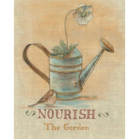 Garden Series in Linen I Black Modern Wood Framed Art Print with Double Matting by Russell, Wendy