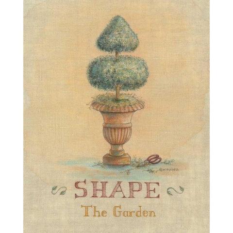 Garden Series in Linen II Gold Ornate Wood Framed Art Print with Double Matting by Russell, Wendy