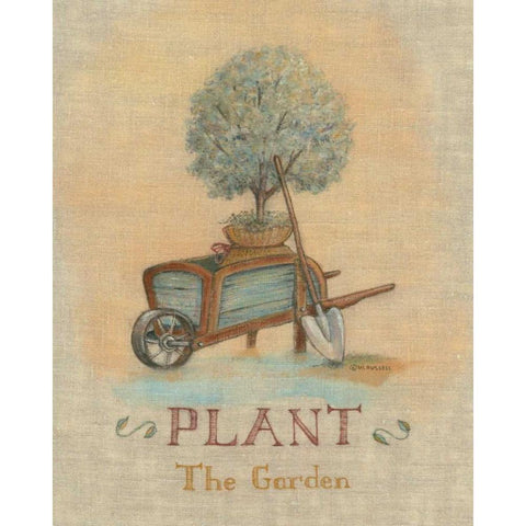 Garden Series in Linen III Gold Ornate Wood Framed Art Print with Double Matting by Russell, Wendy