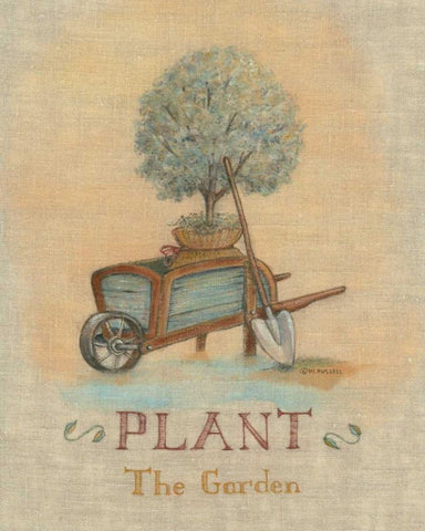 Garden Series in Linen III Black Ornate Wood Framed Art Print with Double Matting by Russell, Wendy