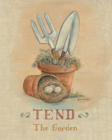 Garden Series in Linen IV Black Ornate Wood Framed Art Print with Double Matting by Russell, Wendy