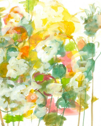 Spring has Sprung I White Modern Wood Framed Art Print with Double Matting by Fuchs, Jodi