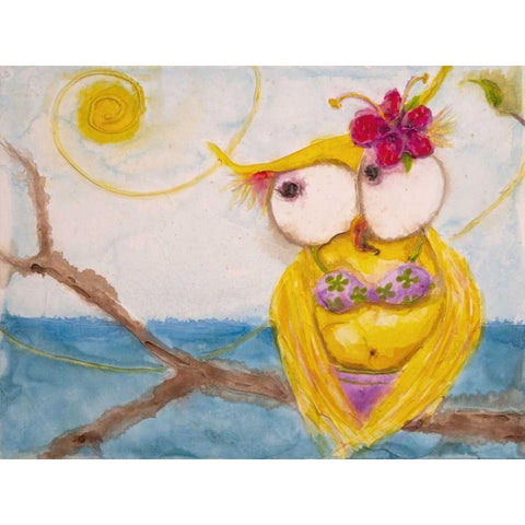 Ms. Hoo in Paradise Black Modern Wood Framed Art Print by Quin, Marabeth