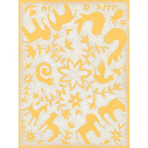 Spring Otomi I Black Modern Wood Framed Art Print with Double Matting by Zarris, Chariklia