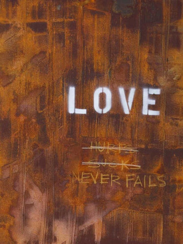Love Never Fails I White Modern Wood Framed Art Print with Double Matting by Youngstrom, Kent