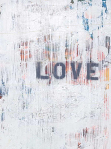 Love Never Fails II White Modern Wood Framed Art Print with Double Matting by Youngstrom, Kent