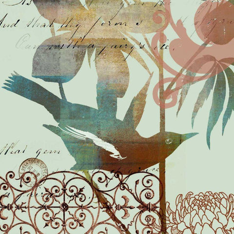 Fanciful Bird I Black Ornate Wood Framed Art Print with Double Matting by Green-Aldridge, W.